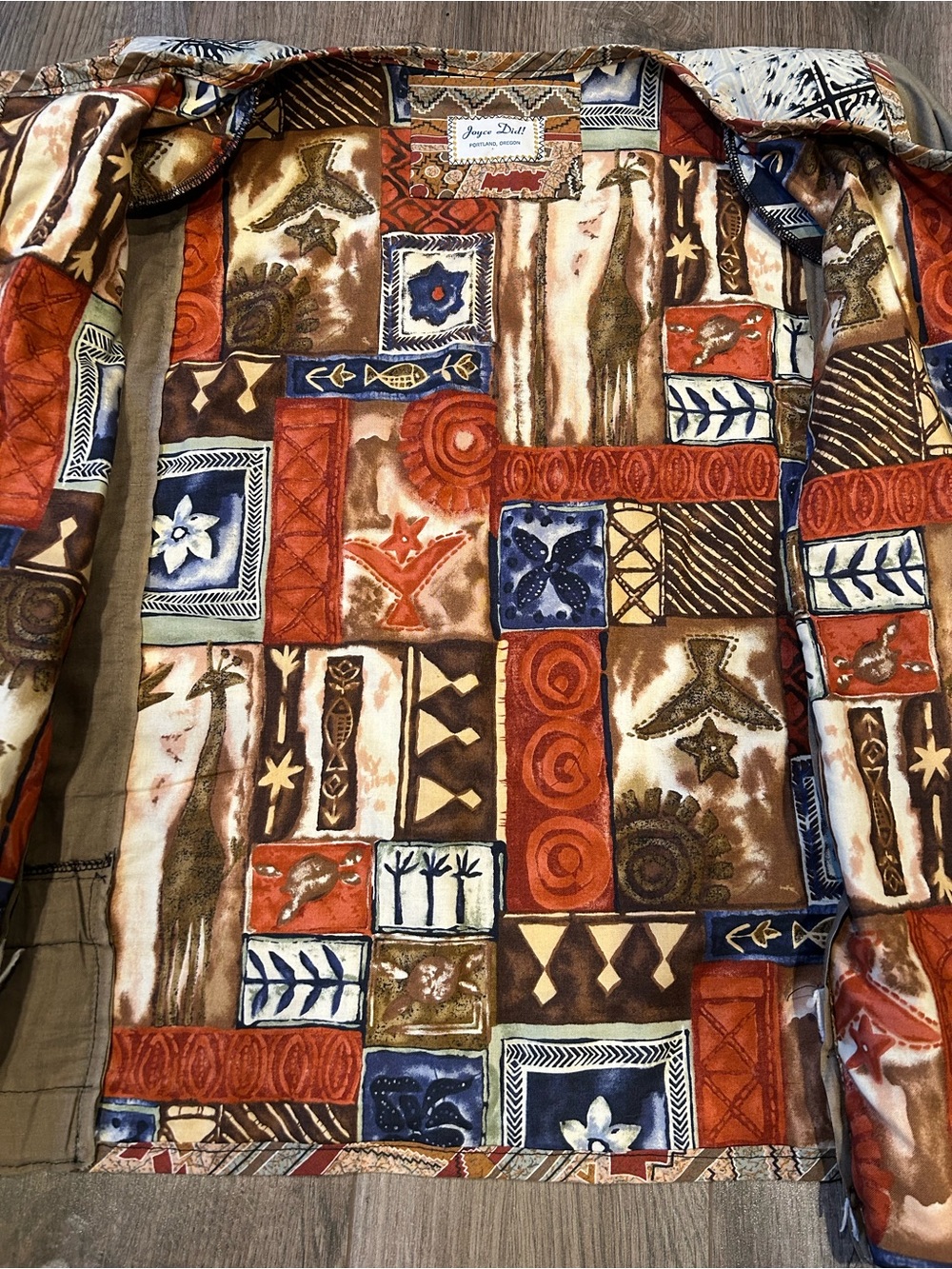 Bohemian Patchwork Jacket in Olive/Tan - Picture 12 of 13